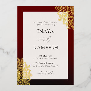 Red Gold Mandala Foil Invitation
