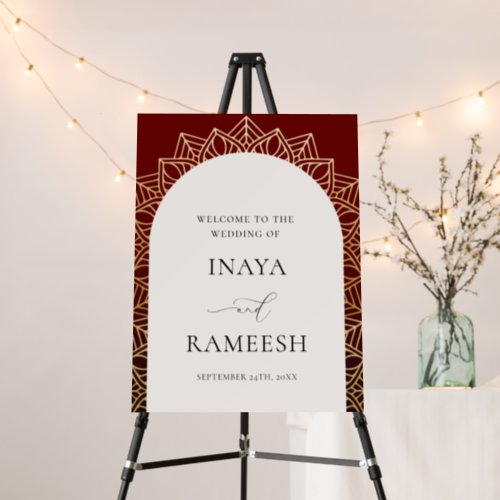 Red Gold Mandala Wedding Welcome Sign