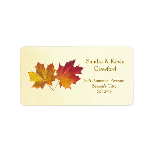 Red  gold maple leaves Address label