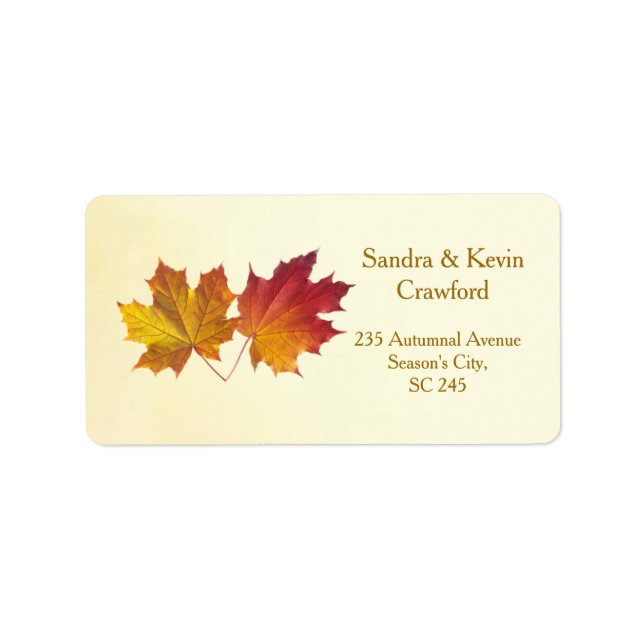 Red & gold maple leaves Address label (Front)