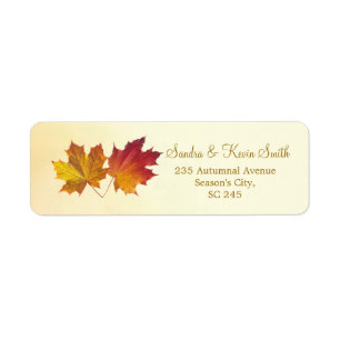 Red & gold maple leaves Return Address label