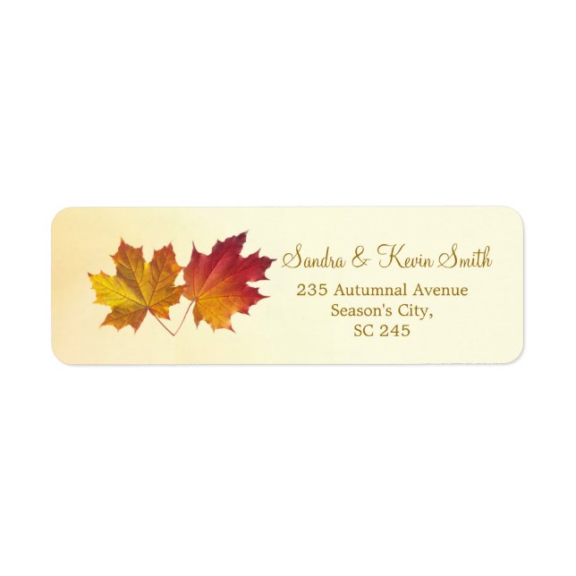 Red & gold maple leaves Return Address label (Front)