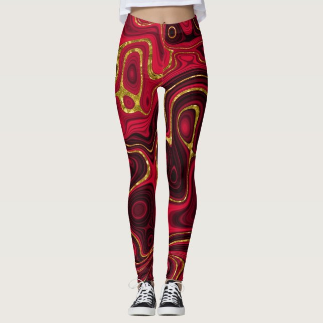 red gold marble leggings (Front)