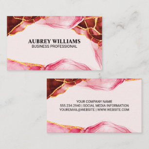Red Gold Marble Stone  Business Card