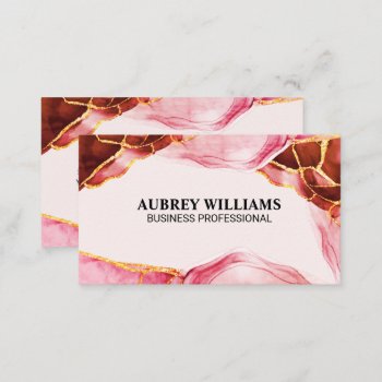 Red Gold Marble Stone  Business Card by lovely_businesscards at Zazzle