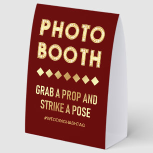 Red Gold Marquee Letters Wedding Photo Booth Paper Table Tent