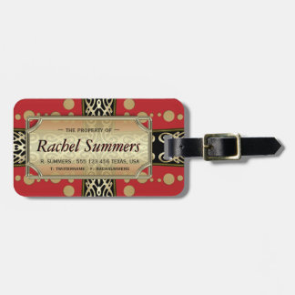 Red Gold Medieval Eastern Fusion Personalized Luggage Tag