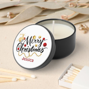 Red Gold Merry Christmas Mini Candle Favors