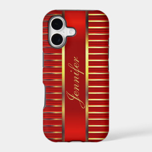 Red & Gold Metallic Stripes iPhone 17 Case