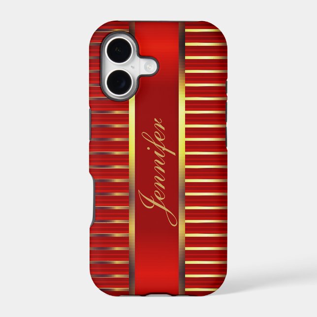 Red & Gold Metallic Stripes  Case-Mate iPhone Case (Back)