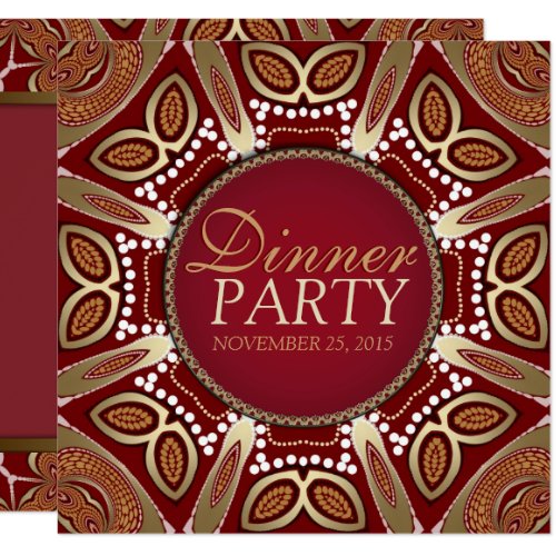 Red+Gold Modern Tribal Dinner Party Invitation