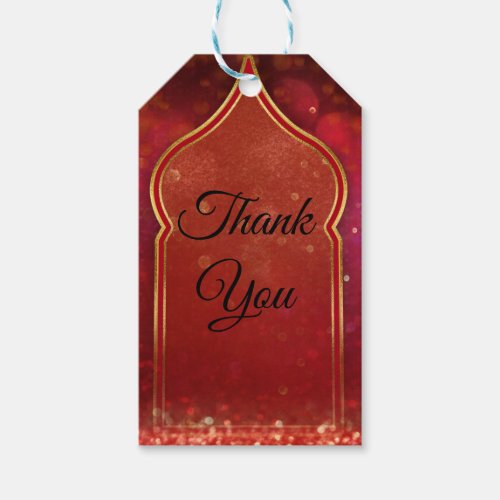 Red  Gold Moroccan Arabian Nights Wedding Favor Gift Tags