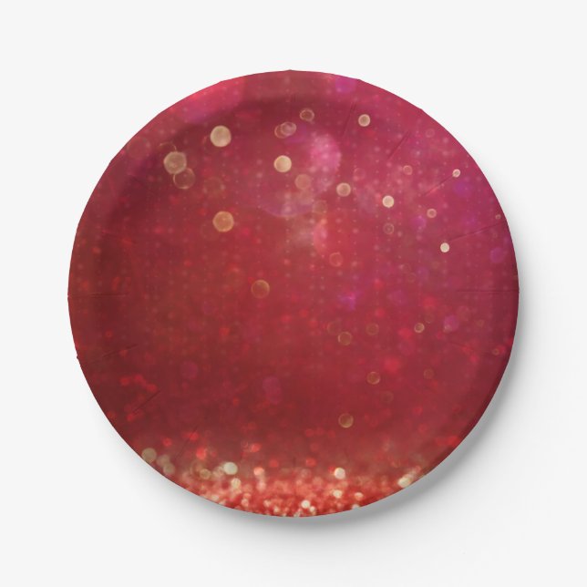 Red & Gold Moroccan Arabian Nights Wedding Paper Plates (Front)