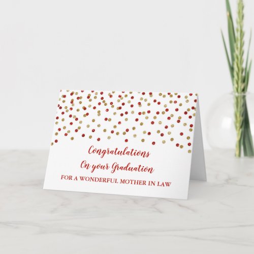 Red Gold Mother in Law Congratulations Graduation Card