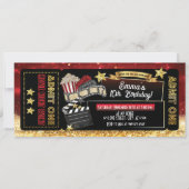 Red & Gold Movie Ticket Birthday Party  Invitation (Front)