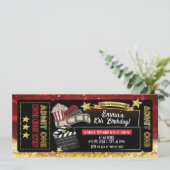 Red & Gold Movie Ticket Birthday Party  Invitation (Standing Front)