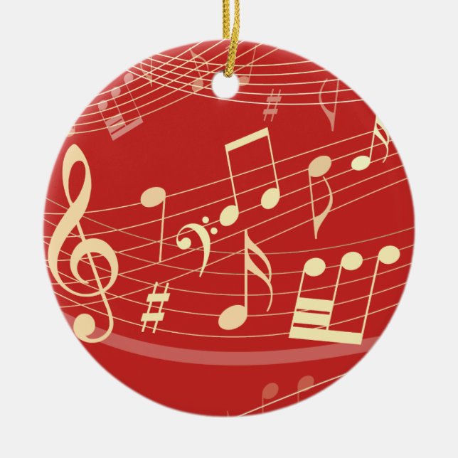 Red Gold Musical Christmas Ornament Personalized (Front)