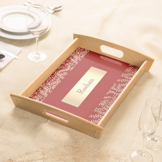 Red Gold Name Tray for Annaprashan Gift (Front)