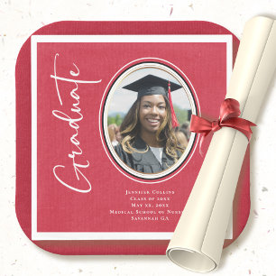 Red Gold Nurse Graduate Script Minimal Photo Napkins