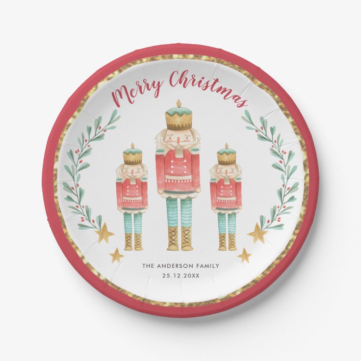 Red Gold Nutcracker Christmas Holiday Party Favors Paper Plates Zazzle