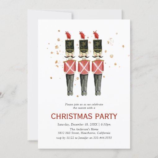 Red And Gold Nutcracker Christmas Holiday Party Invitation Zazzle