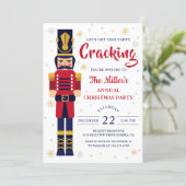 Red Gold Nutcracker Christmas Party Holiday Invitation (Standing Front)