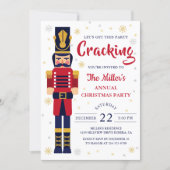 Red Gold Nutcracker Christmas Party Holiday Invitation (Front)