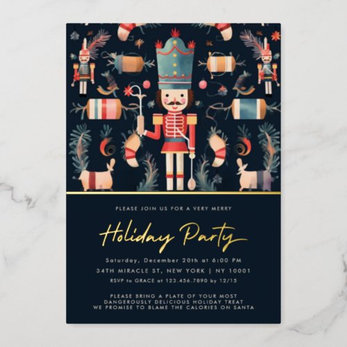 Red  Gold Nutcracker Christmas Party Invitation