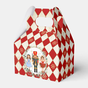 Red Gold Nutcracker Holiday Leafy Wreath Nursery T Favor Boxes