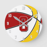red gold or ANY team colors kids basketball Round Clock