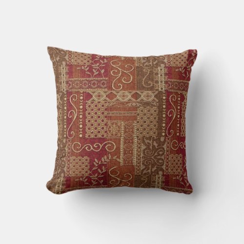 Red Gold Orange Aztec Pattern Design  Throw Pillow
