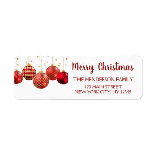 Red & Gold Ornament Christmas Holiday Label
