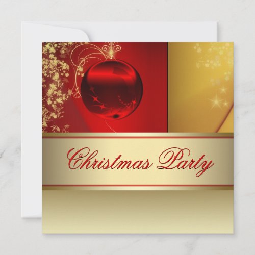 Red Gold Ornament Red Gold Christmas Party Invitation