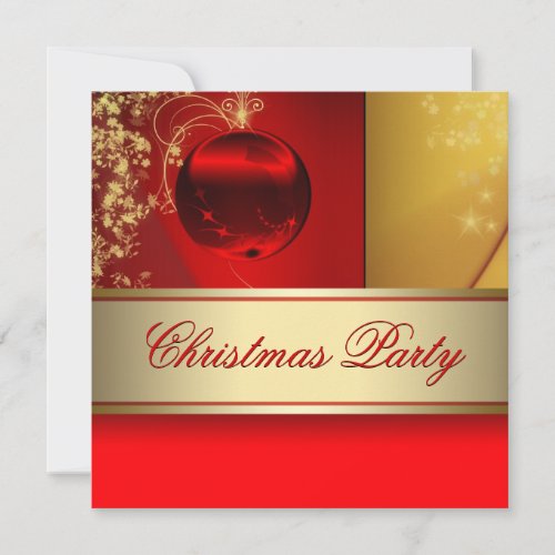 Red Gold Ornament Red Gold Christmas Party Invitation