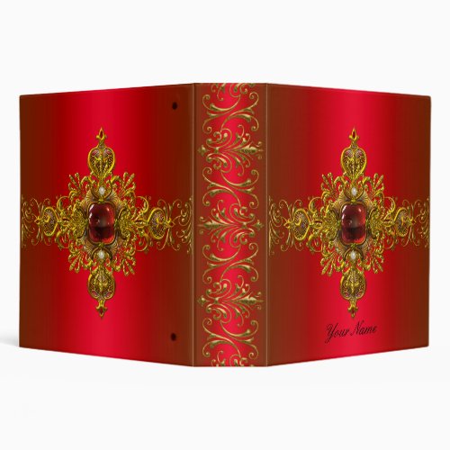 Red Gold Ornate Red Jewel Business Office Photos Binder