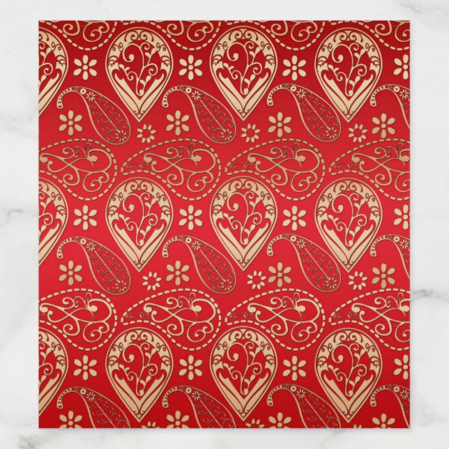 Red Gold Paisley Bandana Pattern Envelope Liner (Design)