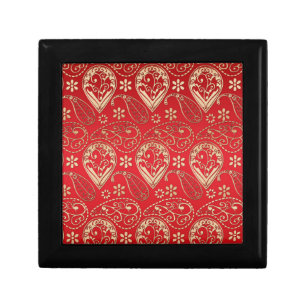 Red Gold Paisley Bandana Pattern Gift Box