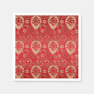 Red Gold Paisley Bandana Pattern Napkins