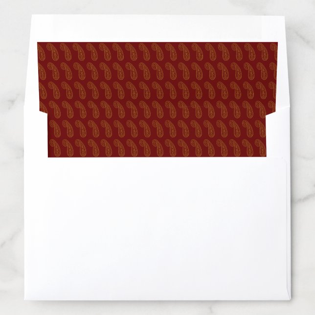 Red & Gold Paisley pattern Indian wedding Envelope Liner (In Envelope)