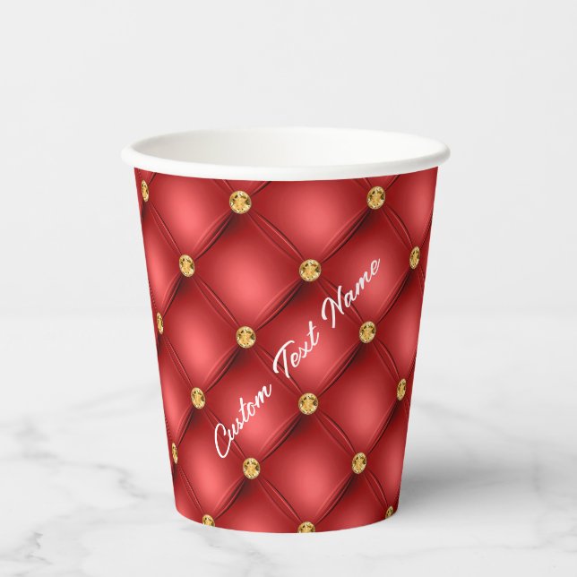 Red Gold Paper Cups with Custom Text (Front)