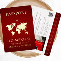 Red Gold Passport Travel Destination Wedding Real
