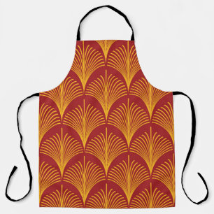 Red Gold Peacock: Art Deco. Apron