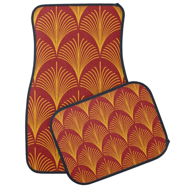 Red Gold Peacock: Art Deco. Car Floor Mat (Set)