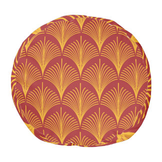 Red Gold Peacock: Art Deco. Pouf