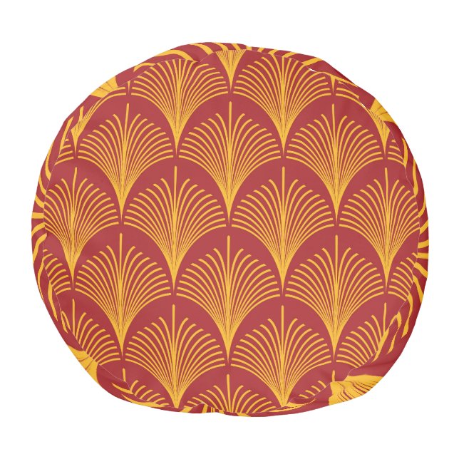 Red Gold Peacock: Art Deco. Pouf (Bottom)