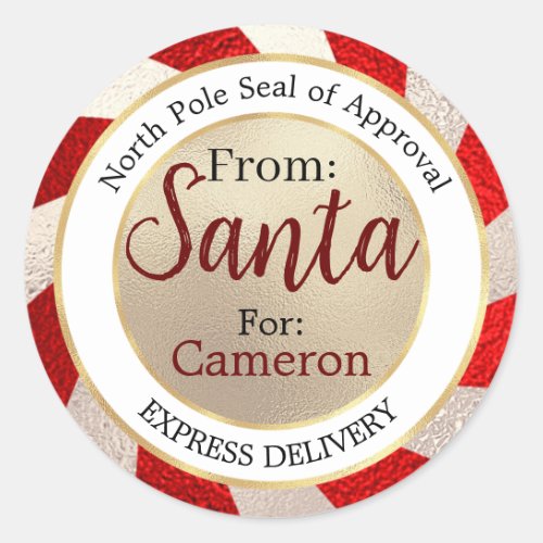 Red  Gold Peppermint North Pole Seal of Approval