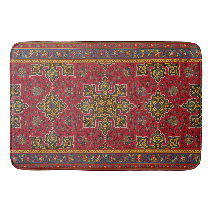 Red & Gold Persian Rug Bath Mat Zazzle