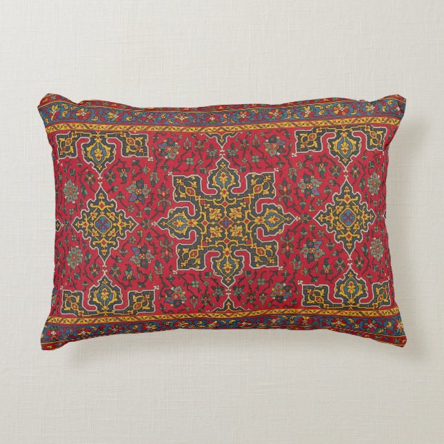 Red & Gold Persian Rug Decorative Pillow (Front)