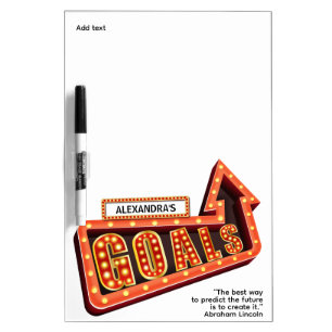 Red Gold Personal Goals Arrow Light Bulbs Dry Erase Board