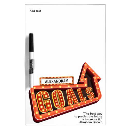 Red Gold Personal Goals Arrow Light Bulbs Dry Erase Board